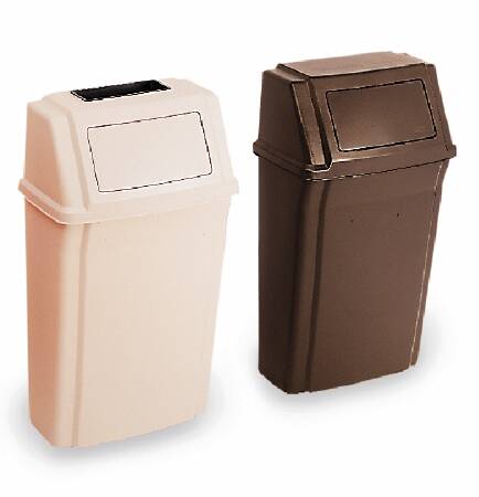 Lagasse Slim Jim Trash Can 15 gal. Wall Mount Beige Polypropylene / ABS Plastic Manual - RCP7822BEI
