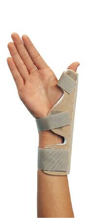 DJO ProCare Thumb Splint PROCARE Wrist Strap Aluminum / Suede Left or Right Hand Beige One Size Fits Most - 79-92170