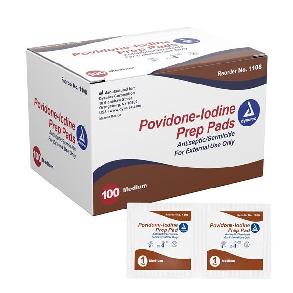 Dynarex Corporation Pad Prep Pvp Iodine 10% Medium 1000/Ca - 1108