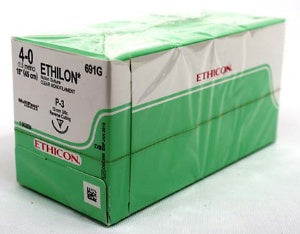 Ethilon - Suture with Needle Nonabsorbable Uncoated Clear Suture Monofilament Nylon Size 4 - 0 18 Inch Suture 1-Needle 13 mm Length 3/8 Circle Precision Point - Reverse Cutting Needle - 691G