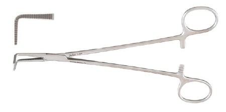 Miltex Miltex Hemostatic Forceps Mosquito 8-1/4 Inch OR Grade Stainless Steel (German) NonSterile Ratchet Lock Finger Ring Handle Angled Delicate Serrated Tips - 7-254