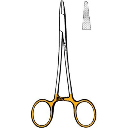 Sklar Needle Holder 5 Inch Straight Serrated Tips Finger Ring Handle - 21-8005