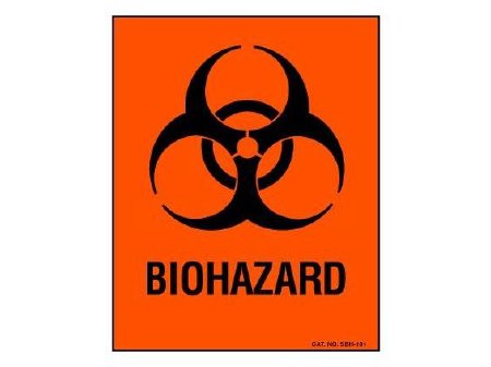 Shamrock - Pre-Printed Label Warning Label Fluorescent Red Biohazard / Symbol Black Biohazard 8 X 10 Inch - SBH-101
