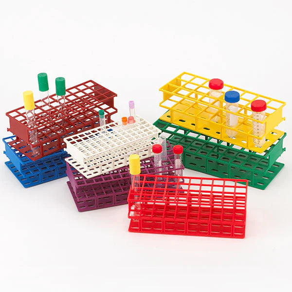 Globe Scientific - 3-Tiered Test Tube Rack 72 Place 16 mm Tube Size Blue 2-3/4 X 5 X 9-4/5 Inch - 456540B