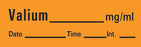 Precision Dynamics TimeMed Pre-Printed Label Timemed Anesthesia Label Valium Orange 1-1/2 X 1/2 Inch - AN-101