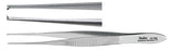Miltex - Tissue Forceps Iris 4 Inch Length OR Grade German Stainless Steel NonSterile NonLocking Thumb Handle Straight Serrated Tips with 1 X 2 Teeth - 18-785