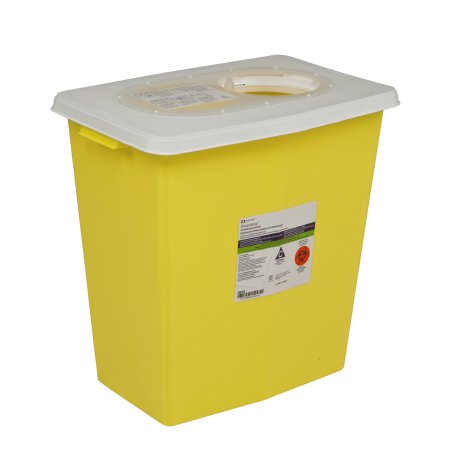 SharpSafety - Chemotherapy Waste Container 18-3/4 H X 18-1/4 W X 12-3/4 D Inch 12 Gallon Yellow Base / White Lid Vertical Entry Gasketed Sliding Lid - 8934