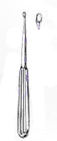 Miltex - Dermal Curette 6-1/4 Inch Length Hollow Handle with Grooves Size 1 Tip Oval Cup Tip - 33-13