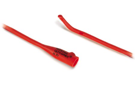 Cardinal Urethral Catheter Dover Coude Tip Hydrophilic Coated Red Rubber 14 Fr. 12 Inch - 8403