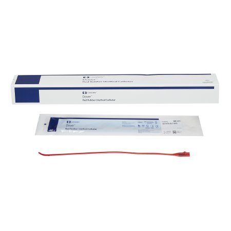 Dover - Urethral Catheter Coude Tip Hydrophilic Coated Red Rubber 14 Fr. 12 Inch - 8403