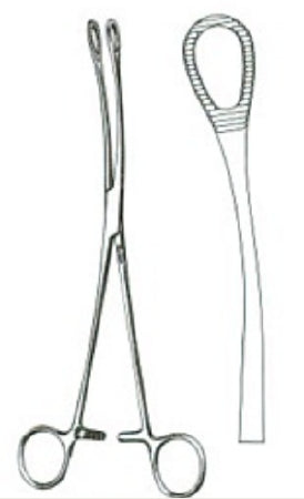 Miltex Miltex Sponge Forceps Foerster 9-1/2 Inch OR Grade Stainless Steel (German) NonSterile Ratchet Lock Finger Ring Handle Curved Smooth Tip - 7-612