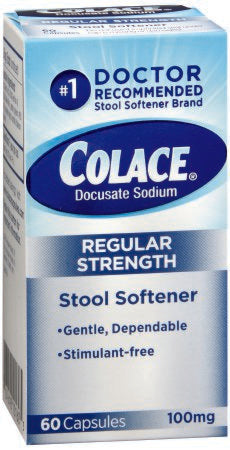 Purdue Pharma Colace Stool Softener Capsule 60 per Bottle 100 mg Strength Docusate Sodium - 67618010160