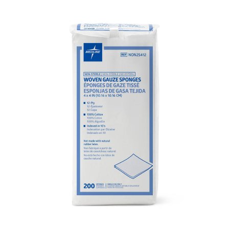 Medline - Gauze Sponge Cotton 12-Ply 4 X 4 Inch Square NonSterile - NON25412