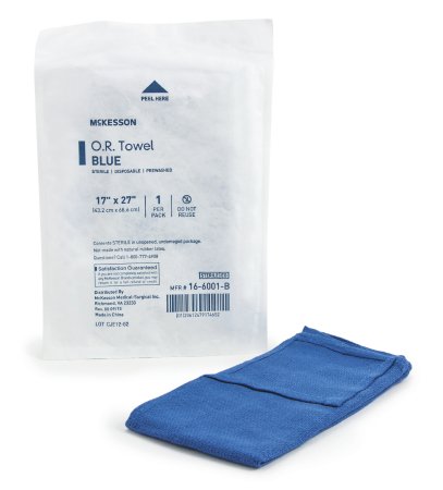 McKesson McKesson O.R. Towel 17 W X 27 L Inch Blue Sterile - 16-6001-B