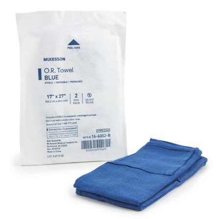 McKesson McKesson O.R. Towel 17 W X 27 L Inch Blue Sterile - 16-6001-B