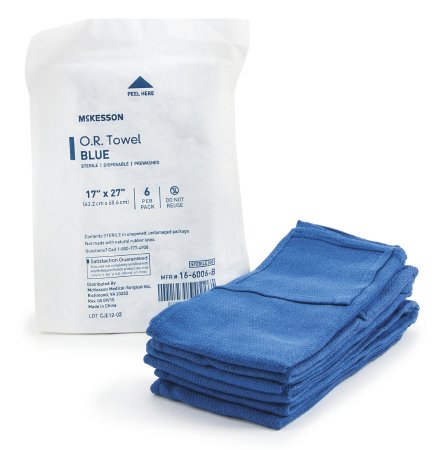 McKesson McKesson O.R. Towel 17 W X 27 L Inch Blue Sterile - 16-6001-B