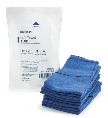 McKesson McKesson O.R. Towel 17 W X 27 L Inch Blue Sterile - 16-6001-B