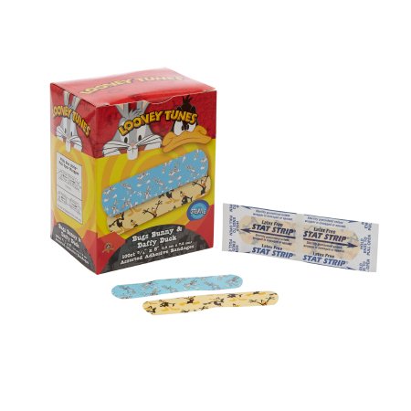 Looney Tunes Stat Strip - Adhesive Strip 3/4 X 3 Inch Plastic Rectangle Kid Design (Looney Tunes Bugs and Daffy) Sterile - 1075737