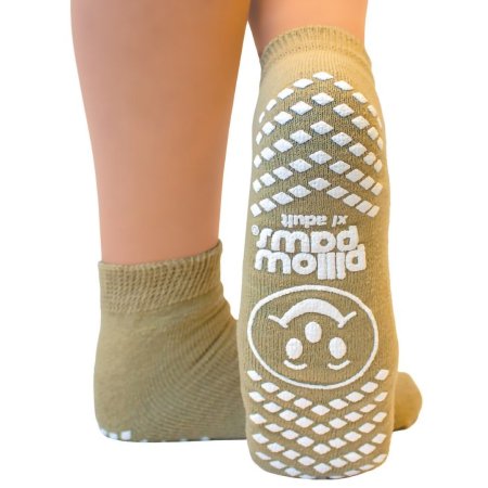 Pillow Paws - Slipper Socks X-Large Tan Ankle High - 1097