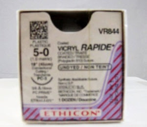 Coated Vicryl Rapide - Suture with Needle Absorbable Coated Undyed Suture Braided Polyglactin 910 Size 5 - 0 18 Inch Suture 1-Needle 16 mm Length 3/8 Circle Precision Cosmetic - Conventional Cutting PRIME Needle - VR844