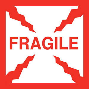Tabbies "FRAGILE", (White) - 4" H x 4" W, 500 per Roll - 43577