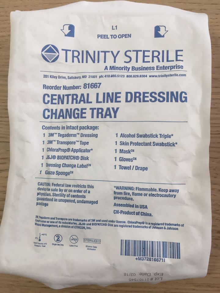 Dressing Change Tray Central Line 