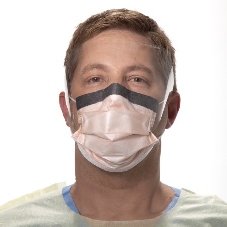 FluidShield - Procedure Mask with Eye Shield Anti-fog Foam Pleated Earloops One Size Fits Most Orange NonSterile ASTM Level 3 Adult - 47147