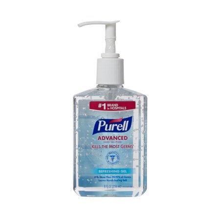 GOJO Purell Advanced Hand Sanitizer 8 oz. Ethyl Alcohol Gel Pump Bottle - 9652-12