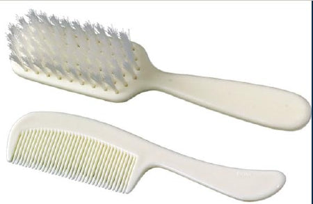 New World Imports Comb and Brush Set Pediatric White Plastic - PCB-2
