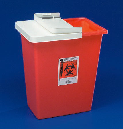 Cardinal SharpSafety Sharps Container 1-Piece 17-3/4 H X 11 W X 15-1/2 D Inch 8 Gallon Red Sliding Lid - 8980S