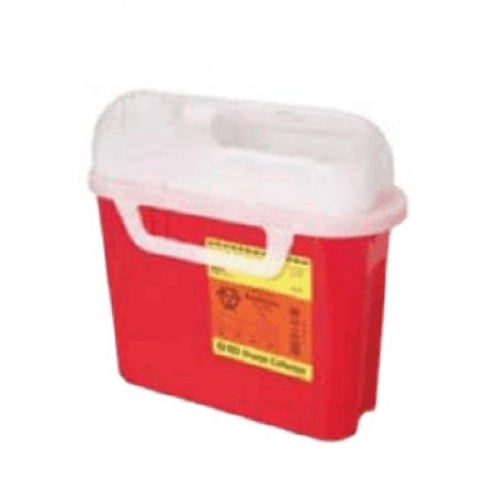 Becton Dickinson Sharps Container 1-Piece 10-3/4 H X 10-3/4 W X 4D Inch 5.4 Quart Red Horizontal Entry Lid - 305426