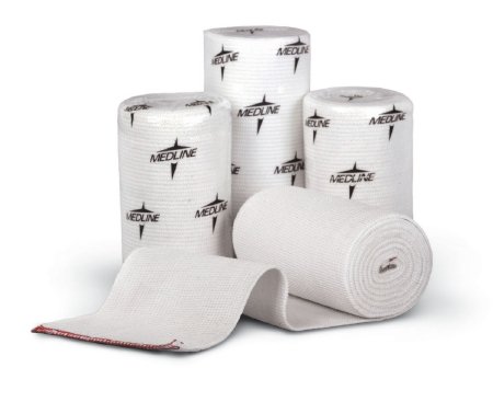 Swift-Wrap - Elastic Bandage 4 Inch X 5 Yard Medium Compression Single Hook and Loop Closure White NonSterile - Medline - MDS077004