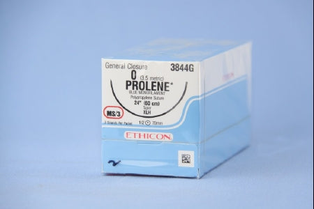 Prolene - Suture with Needle Nonabsorbable Uncoated Blue Suture Monofilament Polypropylene Suture Size 0 24 Inch Suture 1-Needle 70 mm Length 1/2 Circle Taper Point Needle - 3844G