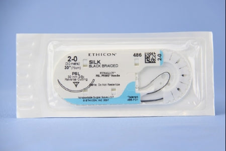 Perma-Hand - Suture with Needle Nonabsorbable Coated Black Suture Braided Silk Size 2 - 0 30 Inch Suture 1-Needle 30 mm Length 3/8 Circle Precision Point - Reverse Cutting Needle - 486H