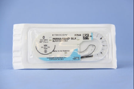 Perma-Hand - Suture with Needle Nonabsorbable Coated Black Suture Braided Silk Size 0 30 Inch Suture 1-Needle 36.4 mm Length 1/2 Circle Taper Point Needle - K844H