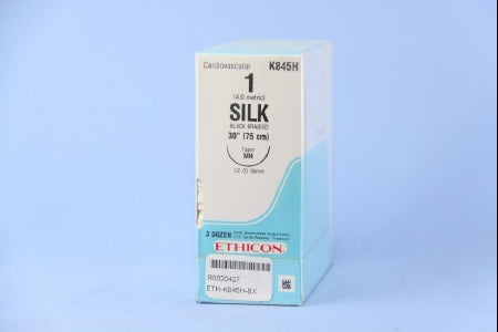 Perma-Hand - Suture with Needle Nonabsorbable Coated Black Suture Braided Silk Size 1 30 Inch Suture 1-Needle 36.4 mm Length 1/2 Circle Taper Point Needle - K845H