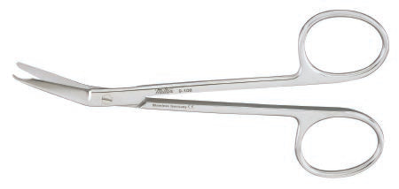 Miltex - Stitch Scissors 4-1/2 Inch Length OR Grade German Stainless Steel NonSterile Finger Ring Handle Angled Blade Blunt Tip / Blunt Tip - 9-108