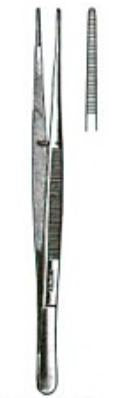 Miltex - Dressing Forceps Potts-Smith 12 Inch Length OR Grade German Stainless Steel NonSterile NonLocking Thumb Handle Straight Serrated Tip - 6-159