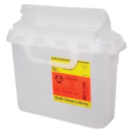 Becton Dickinson Sharps Container 1-Piece 10-3/4 H X 10-3/4 W X 4D Inch 5.4 Quart Translucent White Horizontal Entry Lid - 305427