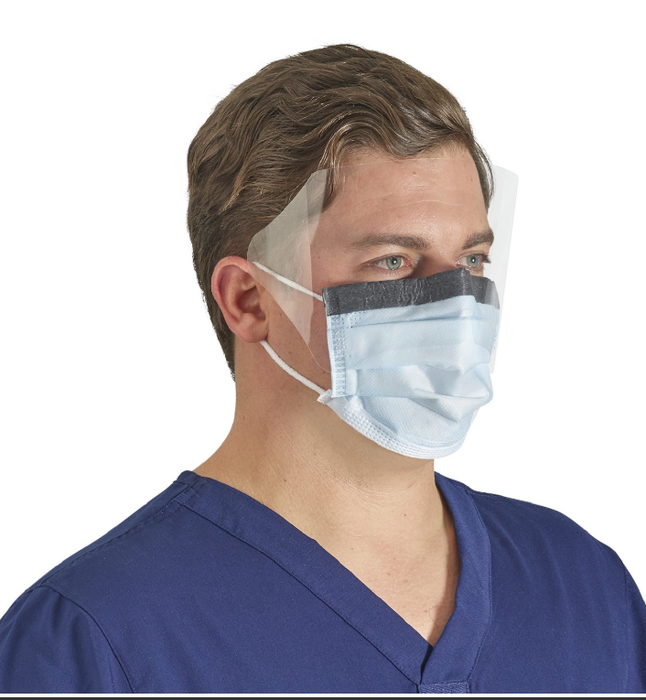 Halyard 28800 - Fluidshield Level 3 Fog-Free Procedure Mask, WrapAround Visor - 25 Masks Per Box