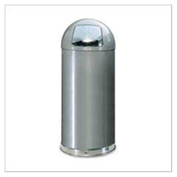 Rubbermaid Can Trash Ss 15Gal Dome Lid Decorative/Recessed Handles Silver Round Each - FGR1536SSSPL