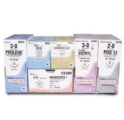 J & J Healthcare Systems - Suture with Needle Absorbable Uncoated Undyed Suture Chromic Gut Size 3 - 0 32 Inch Suture 1-Needle 26 mm Length 1/2 Circle Reverse Cutting Needle - 886H