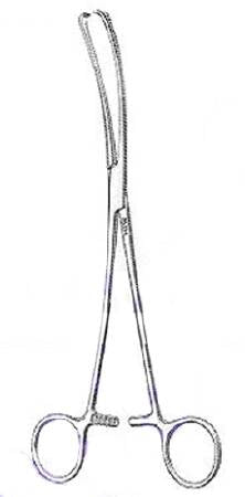 Miltex Miltex Vulsellum Forceps Kelly 9-1/4 Inch OR Grade Stainless Steel (German) NonSterile Ratchet Lock Finger Ring Handle Curved - 30-998