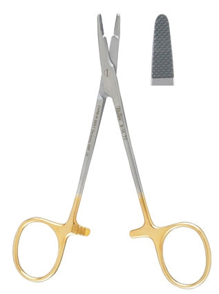 Miltex Needle Holder 4-3/4 Inch Extra Delicate Serrated Jaw Finger Ring Handle - 8-14TC