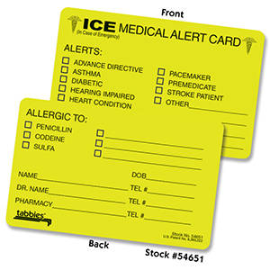 Tabbies Medical Information Cards Practice Marketing/Giveaways, "Clear" - 2-1/8" H x 3-3/8" W" D, 4 packs per Box