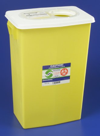 Cardinal SharpSafety Chemotherapy Waste Container 18 Gallon Yellow Vertical Entry Sliding Lid - 8939
