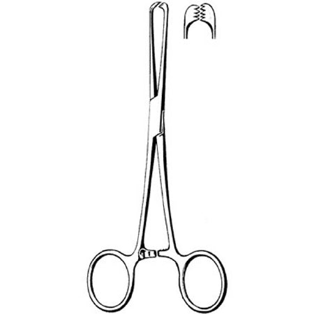 Merit - Tissue Grasping Forceps Allis 6 Inch Length Mid Grade Stainless Steel NonSterile Ratchet Lock Finger Ring Handle Straight 4 X 5 Teeth - 97-930