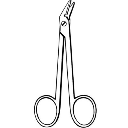 Sklar Merit Wire Cutting Scissors 4-1/2 Inch Length Office Grade Stainless Steel Finger Ring Handle Angled Sharp/Sharp - 97-364