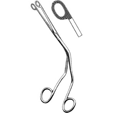 Merit - Catheter Forceps Magill 10 Inch Length Mid Grade Stainless Steel NonSterile NonLocking Finger Ring Handle Straight Blunt Serrated Fenestrated Tips - 98-289