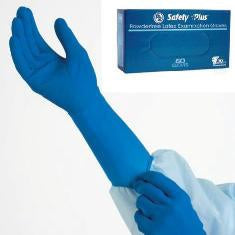 Tidi Products P2 SafetyPlus Exam Glove Small NonSterile Latex Extended Cuff Length Textured Fingertips Blue Not Chemo Approved - BS0450-1